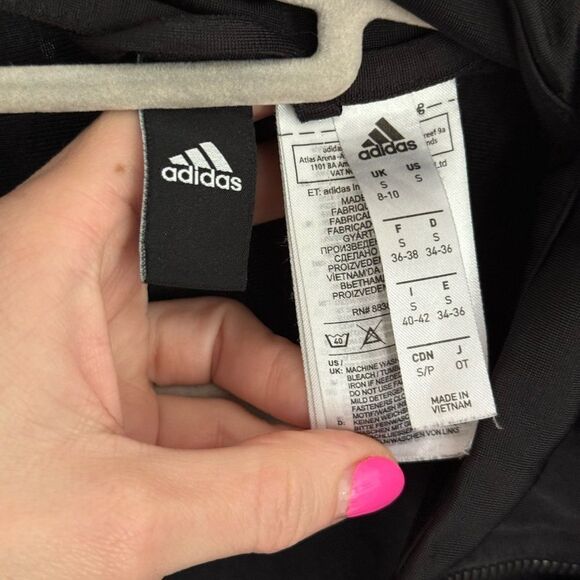Adidas Women’s Black & White Zip Up Casual Athletic Jacket - Picture 8 of 9